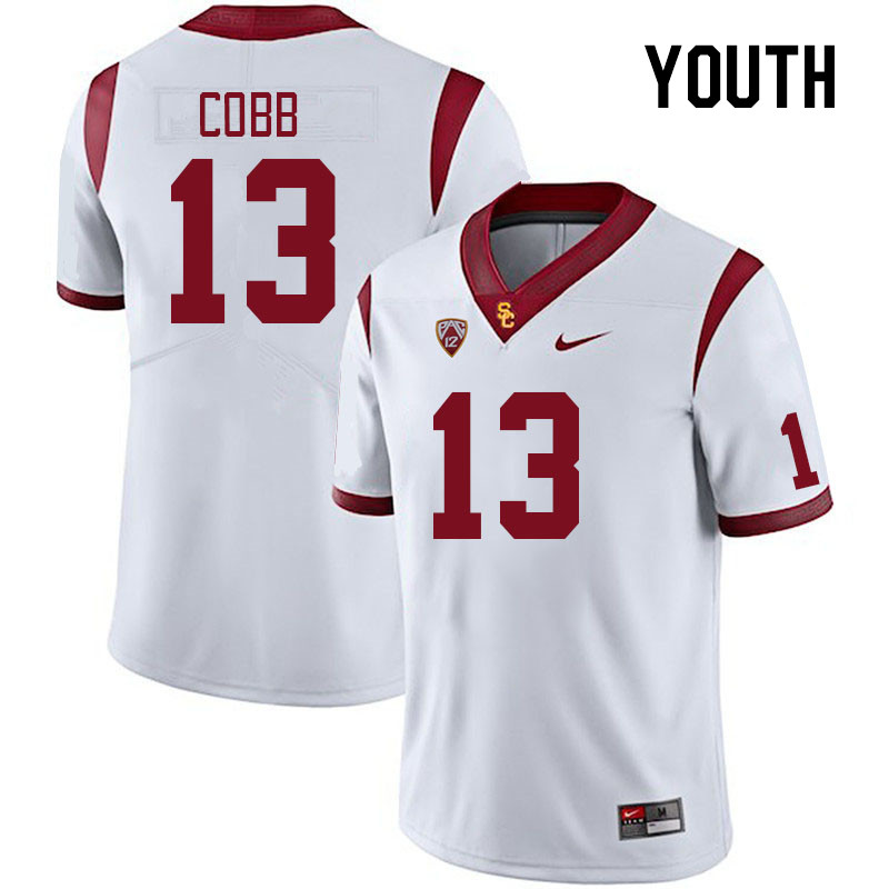 Youth #13 Mason Cobb USC Trojans College Football Jerseys Stitched Sale-White
